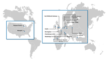 eine Karte der Standorte des Arvato Healthcare Logistik-Netzwerks